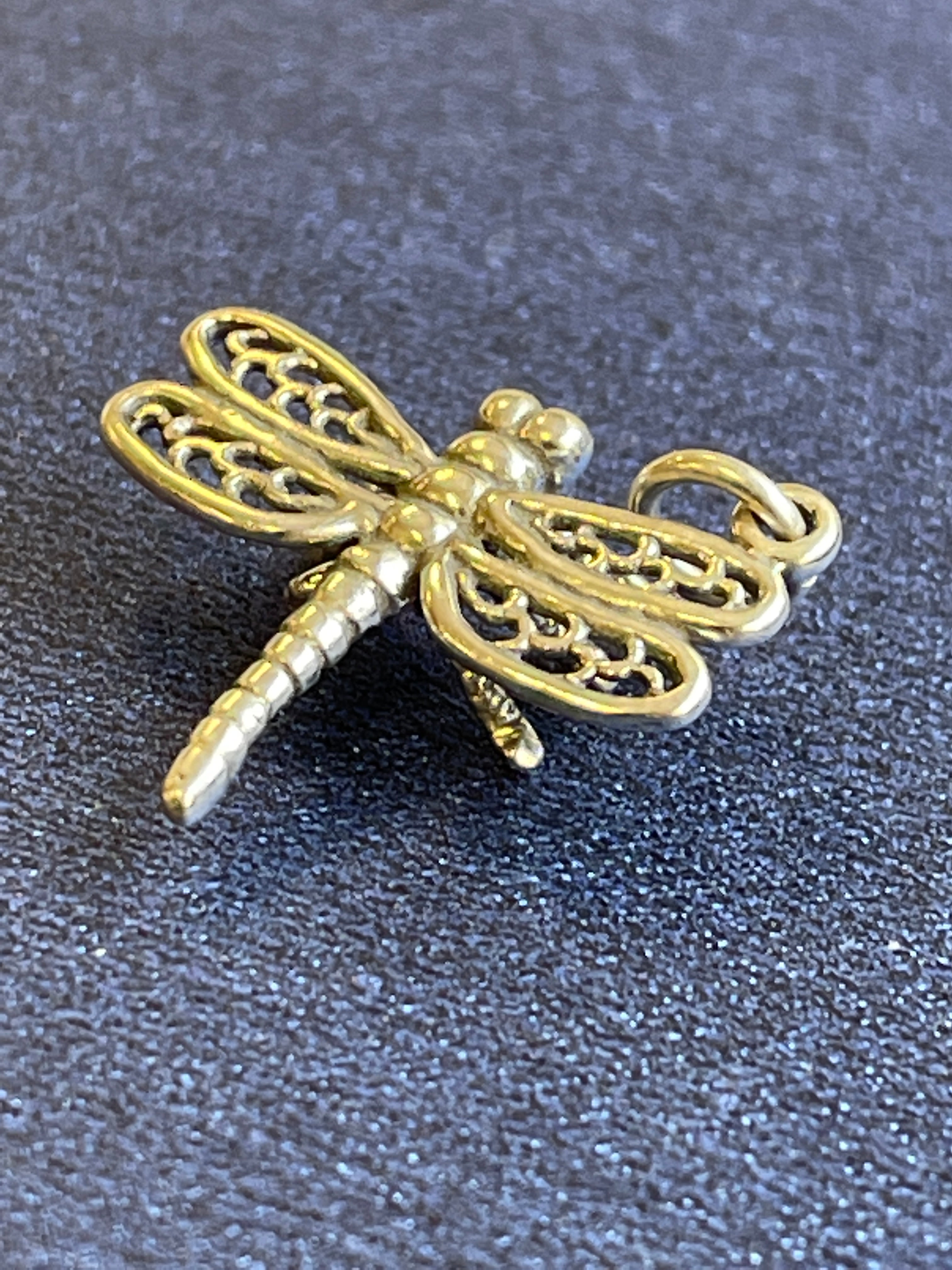 Sterling Silver Antique Finish Dragonfly 3D Pendant Charm