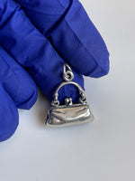 Carica l&#39;immagine nel visualizzatore di Gallery, Sterling Silver Antique Finish Purse Bag 3D Pendant Charm
