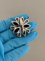 Afbeelding in Gallery-weergave laden, Sterling Silver Cubic Zirconia CZ Champagne Brown Flower Floral Cocktail Ring
