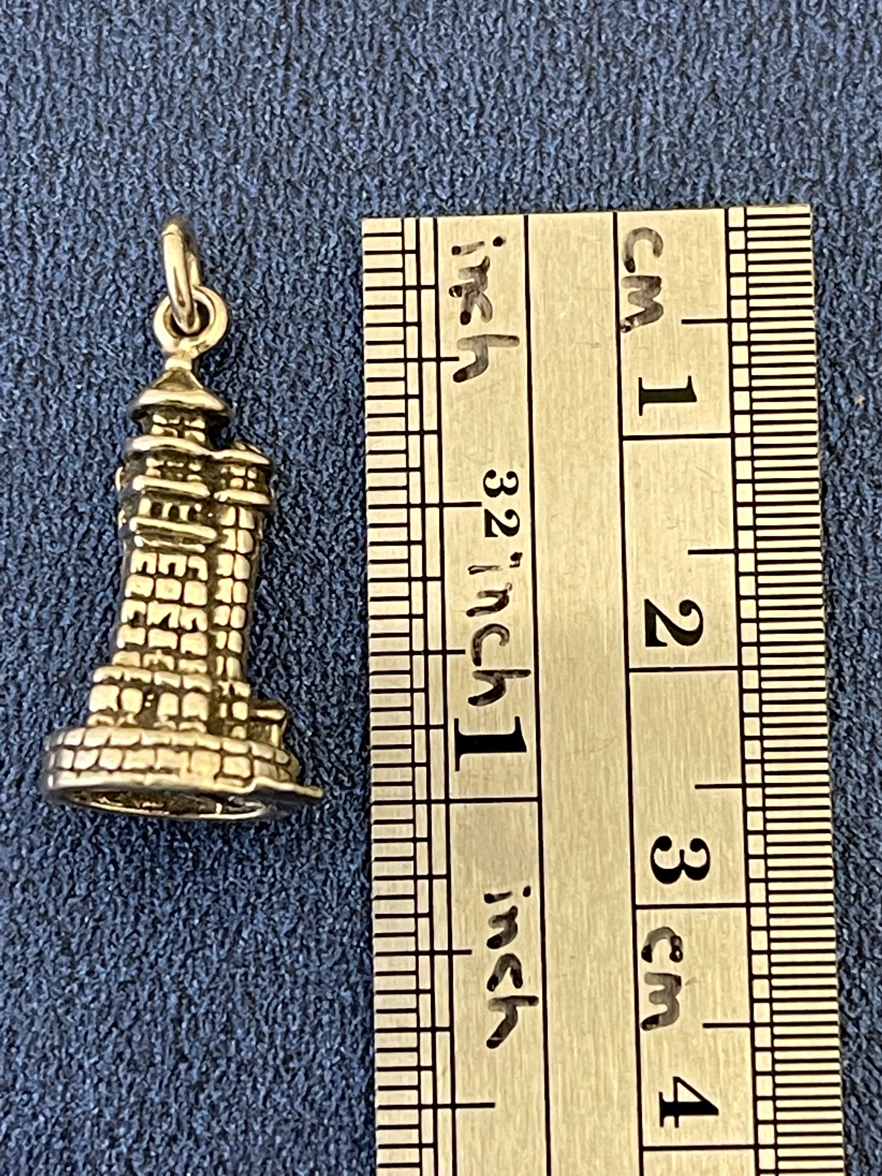 Sterling Silver Antique Finish Lighthouse 3D Pendant Charm