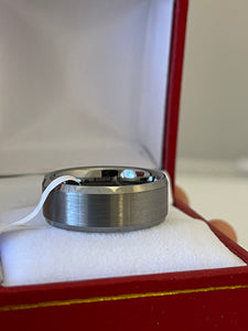 Tungsten Ring Band 8mm Brushed Satin Finish Beveled Edge