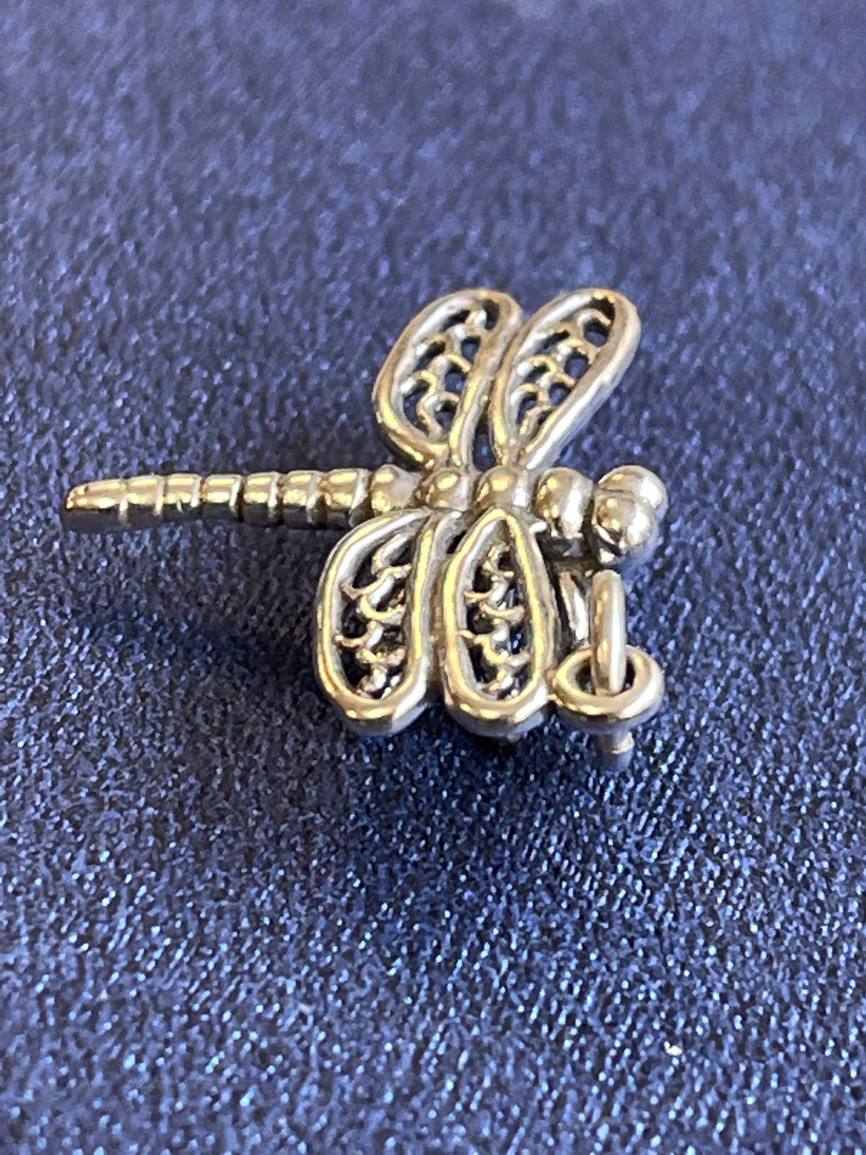 Sterling Silver Antique Finish Dragonfly 3D Pendant Charm