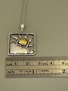 Sterling Silver Celestial Sun Antique Finish Pendant Charm Necklace 18 inches