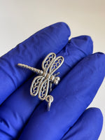 Load image into Gallery viewer, Sterling Silver Antique Finish Dragonfly 3D Pendant Charm
