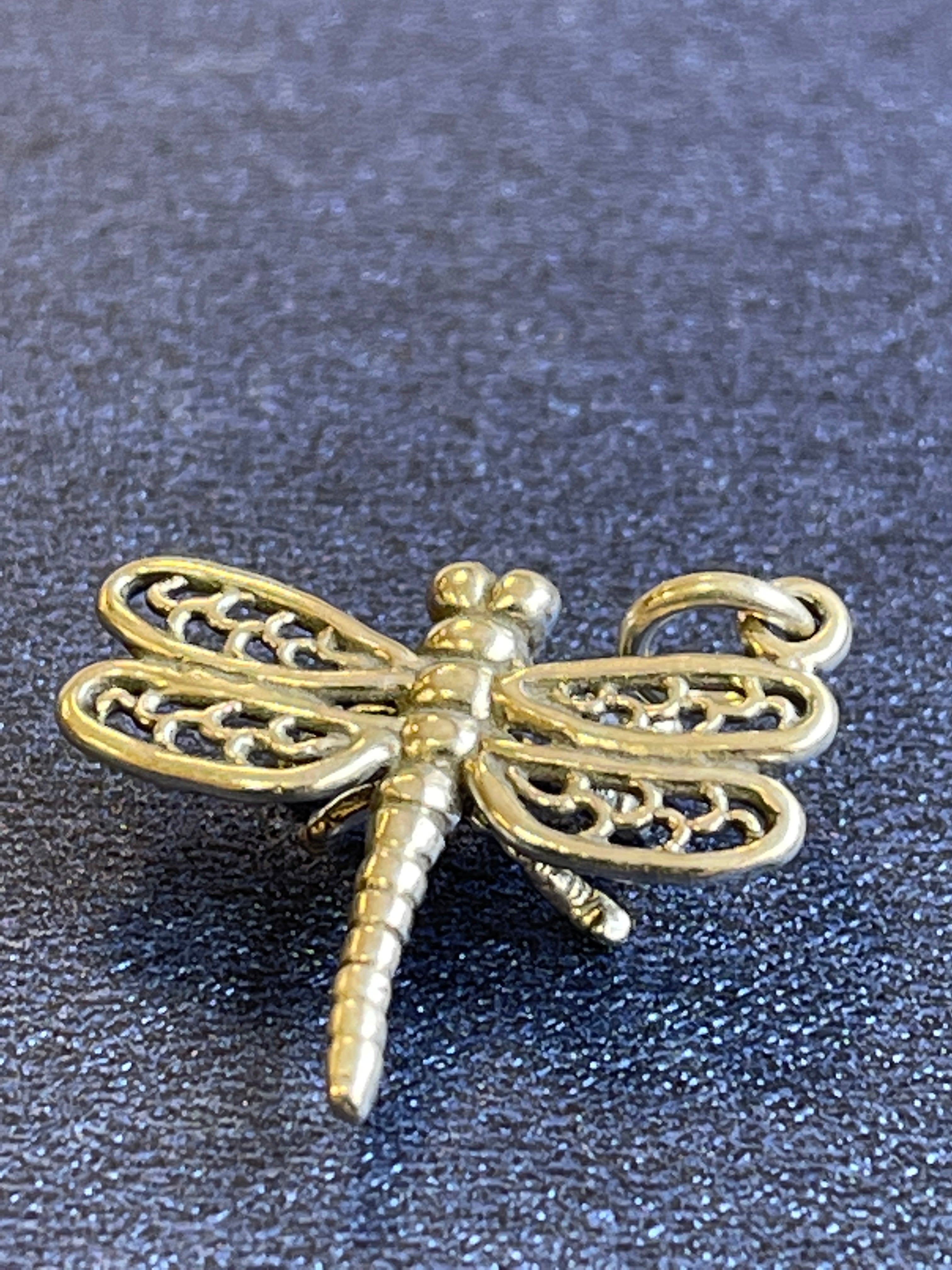 Sterling Silver Antique Finish Dragonfly 3D Pendant Charm