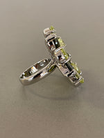Load image into Gallery viewer, Sterling Silver Cubic Zirconia CZ Lime Olive Green Flower Floral Cocktail Ring Size 6
