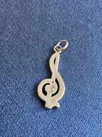 Carica l&#39;immagine nel visualizzatore di Gallery, Sterling Silver Antique Finish Music Treble Clef Symbol Pendant Charm
