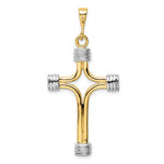 Load image into Gallery viewer, 14k Yellow Gold and Rhodium Cross Pendant Charm
