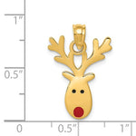 Kép betöltése a galériamegjelenítőbe: 14k Yellow Gold with Enamel Reindeer Christmas Pendant Charm
