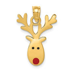 Kép betöltése a galériamegjelenítőbe: 14k Yellow Gold with Enamel Reindeer Christmas Pendant Charm
