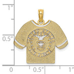 Kép betöltése a galériamegjelenítőbe: 14K Yellow Gold Rhodium United States US Air Force T Shirt Pendant Charm
