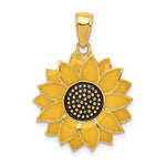 Lataa kuva Galleria-katseluun, 14k Yellow Gold with Yellow Enamel Sunflower Pendant Charm
