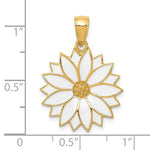 Indlæs billede til gallerivisning 14k Yellow Gold with White Enamel Daisy Flower Floral Pendant Charm
