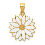 Indlæs billede til gallerivisning 14k Yellow Gold with White Enamel Daisy Flower Floral Pendant Charm
