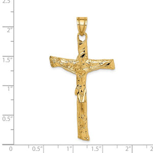 14k Yellow Gold Cross Crucifix Large Pendant Charm