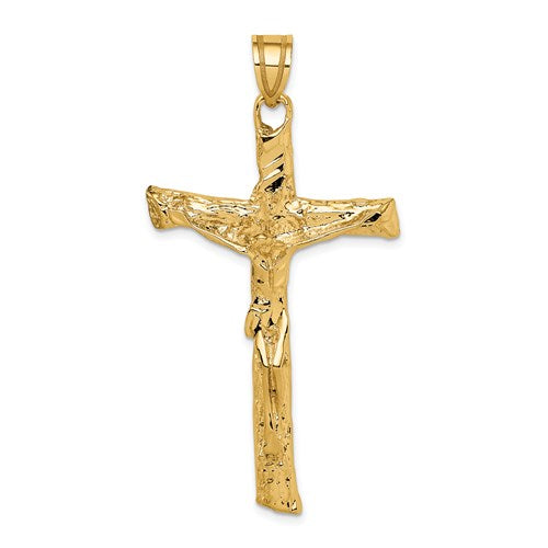 14k Yellow Gold Cross Crucifix Large Pendant Charm