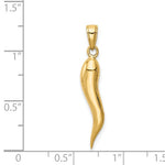 Lataa kuva Galleria-katseluun, 14k Yellow Gold Lucky Italian Horn 3D Pendant Charm
