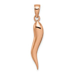 Lataa kuva Galleria-katseluun, 14k Rose Gold Lucky Italian Horn 3D Pendant Charm
