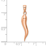 Lataa kuva Galleria-katseluun, 14k Rose Gold Lucky Italian Horn 3D Pendant Charm
