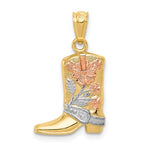 Load image into Gallery viewer, 14k Gold Tri Color Cowboy Cowgirl Boot Pendant Charm
