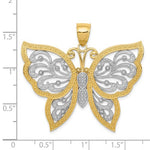 Afbeelding in Gallery-weergave laden, 14k Yellow Gold and Rhodium Butterfly Diamond Cut Pendant Charm
