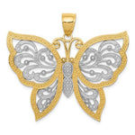 Charger l&#39;image dans la galerie, 14k Yellow Gold and Rhodium Butterfly Diamond Cut Pendant Charm
