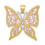 Charger l&#39;image dans la galerie, 14k Yellow Rose Gold and Rhodium Butterfly Pendant Charm
