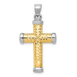 Load image into Gallery viewer, 14k Gold Rhodium Two Tone Reversible Cross Pendant Charm
