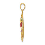 Load image into Gallery viewer, 14k Yellow Gold Enamel Hummingbird Flowers Round Pendant Charm
