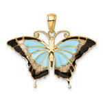 Cargar imagen en el visor de la galería, 14k Yellow Gold with Enamel Blue Butterfly Pendant Charm
