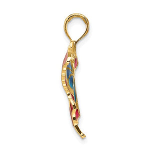 14k Yellow Gold with Enamel Colorful Butterfly Pendant Charm