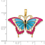 Lade das Bild in den Galerie-Viewer, 14k Yellow Gold with Enamel Colorful Butterfly Pendant Charm
