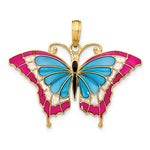 Afbeelding in Gallery-weergave laden, 14k Yellow Gold with Enamel Colorful Butterfly Pendant Charm

