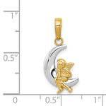 Afbeelding in Gallery-weergave laden, 14k Yellow Gold Celestial Moon with Angel Pendant Charm
