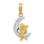 Afbeelding in Gallery-weergave laden, 14k Yellow Gold Celestial Moon with Angel Pendant Charm
