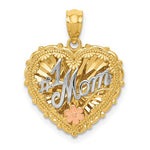 Lataa kuva Galleria-katseluun, 14k Gold Tri Color Mom Heart Pendant Charm
