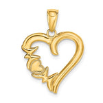 將圖片載入圖庫檢視器 14K Yellow Gold Mom Heart Pendant Charm

