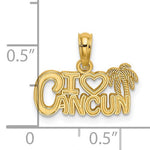 Load image into Gallery viewer, 14k Yellow Gold I Love Cancun Mexico Palm Tree Pendant Charm
