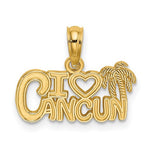 將圖片載入圖庫檢視器 14k Yellow Gold I Love Cancun Mexico Palm Tree Pendant Charm
