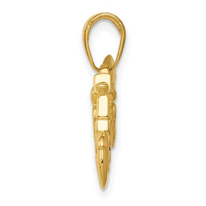 14k Yellow Gold Motorcycle 3D Pendant Charm