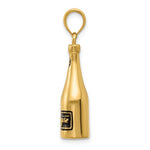 Indlæs billede til gallerivisning 14k Yellow Gold Enamel Champagne Bottle 3D Pendant Charm
