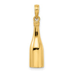 Kép betöltése a galériamegjelenítőbe: 14k Yellow Gold Enamel Champagne Bottle 3D Pendant Charm
