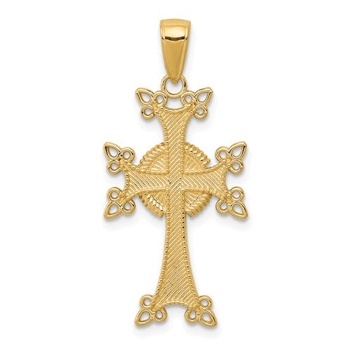 14k Yellow Gold Armenian Cross Pendant Charm