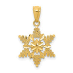 Cargar imagen en el visor de la galería, 14k Yellow Gold Diamond Cut Snowflake Pendant Charm
