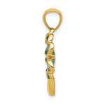 Carregar imagem no visualizador da galeria, 14k Yellow Gold Green Enamel Good Luck Four Leaf Clover Pendant Charm
