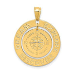 Load image into Gallery viewer, 14k Yellow Gold Dream Explore Discover Nautical Compass Pendant Charm
