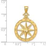 Lataa kuva Galleria-katseluun, 14k Yellow Gold Diamond Cut Nautical Compass Medallion Pendant Charm
