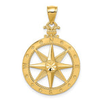 Afbeelding in Gallery-weergave laden, 14k Yellow Gold Diamond Cut Nautical Compass Medallion Pendant Charm
