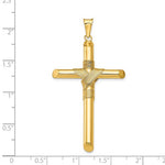 이미지를 갤러리 뷰어에 로드 , 14k Yellow Gold Cross Polished 3D Hollow Pendant Charm 53mm x 28mm
