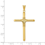 Charger l&#39;image dans la galerie, 14k Yellow Gold Cross Polished 3D Hollow Pendant Charm 49mm x 28mm
